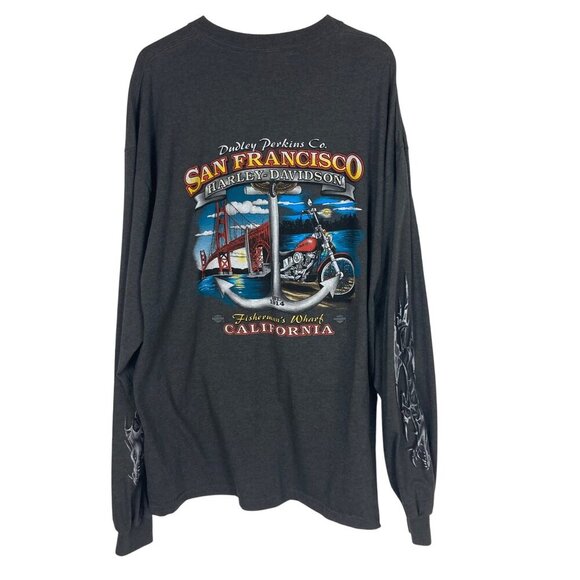 Harley Davidson San Francisco Long Sleeve Tee 2XL Dragon Sleeve Fishermans Wharf - Picture 1 of 12